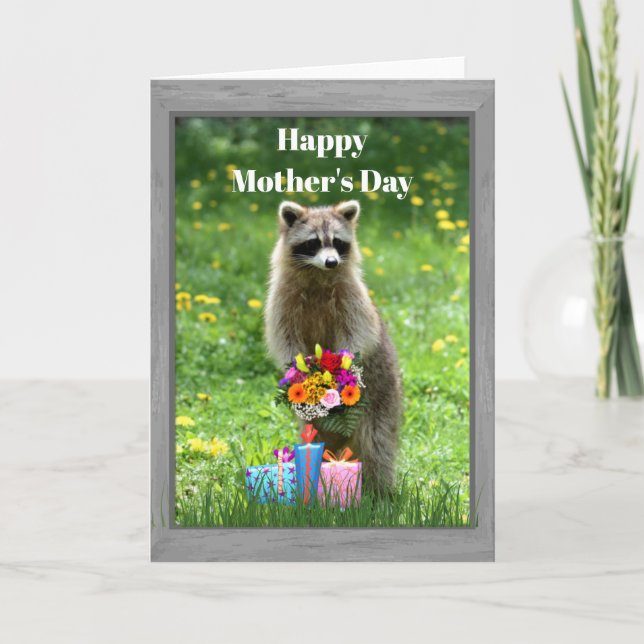 Funny Raccoon Mother's Day Card (Front)
