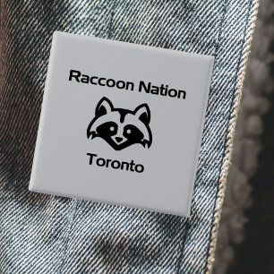 Funny Raccoon Nation Toronto Light-Monotone Button