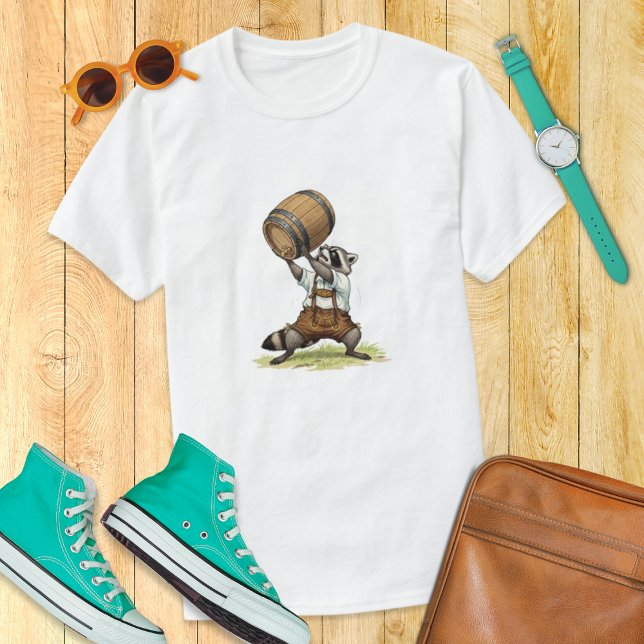 Funny Raccoon Oktoberfest German Beer Barrel T-Shirt (Creator Uploaded)