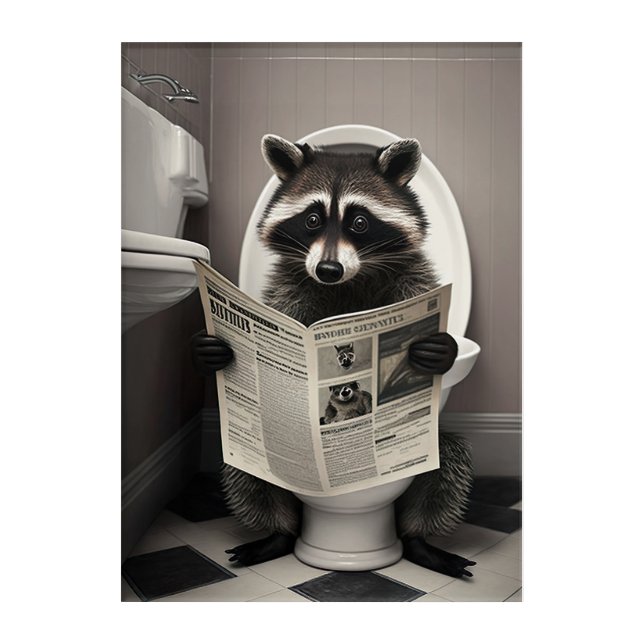 Funny Raccoon on Bathroom Toilet Wildlife Animals  Acrylic Print (Front)