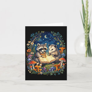 Funny raccoon opossum cottagecore fairycore card