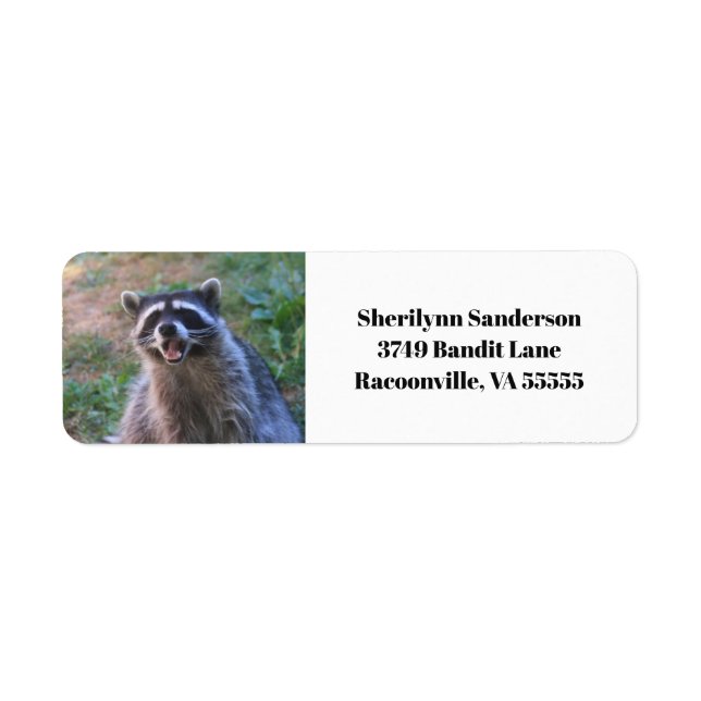 Funny Raccoon Photograph Label (Front)