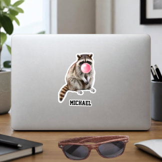 Funny Raccoon Pink Bubble Gum Bubble Custom Sticker