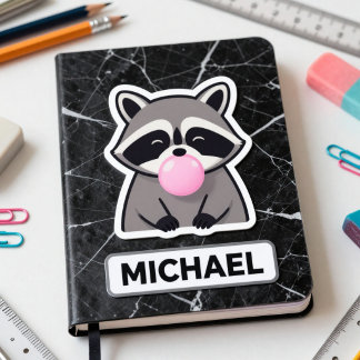Funny Raccoon Pink Bubble Gum Bubble Custom Sticker