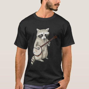 Funny Raccoon Playing Banjo Guitar Retro Racoon Tr T-Shirt