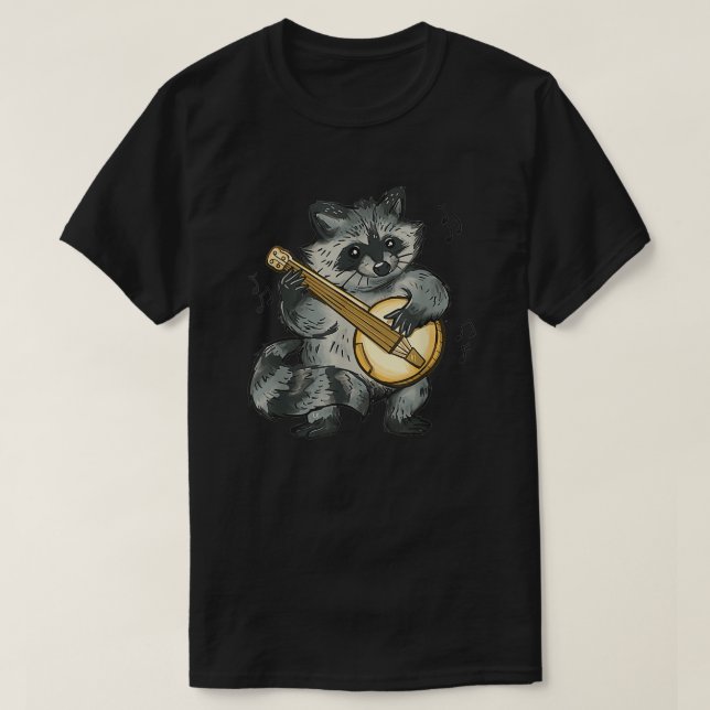 Funny Raccoon playing banjo Raccoons Animal T-Shirt (Design Front)