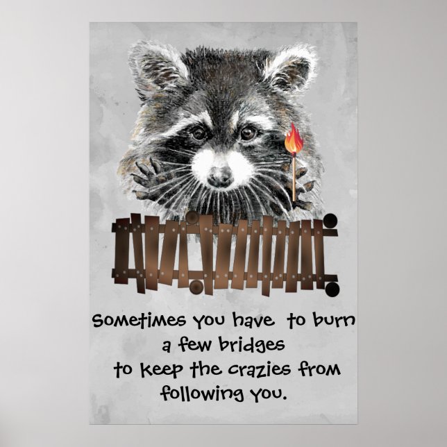 Funny Raccoon Printable Poster Humor & Sass (Front)