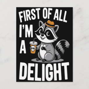 Funny raccoon, raccoon girl, raccoon gifts, 2026, holiday postcard