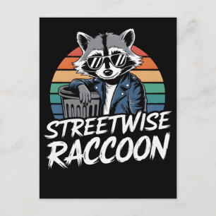 Funny raccoon, raccoon girl, raccoon gifts, 2026, holiday postcard