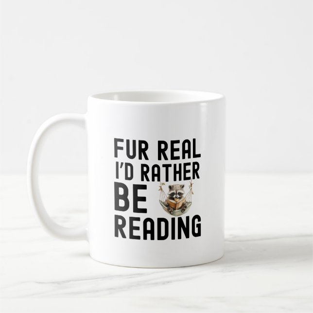Funny Raccoon Reading Book Lover Quote Coffee Mug (Left)