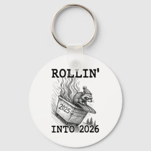 Funny Raccoon Rollin' Into 2026 Dumpster Fire New  Keychain