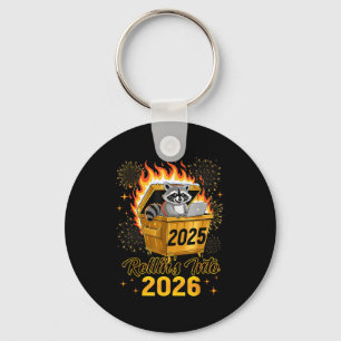 Funny Raccoon Rollin's Into 2026 New Year Matching Keychain