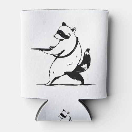 Funny Raccoon Shooter Can Cooler