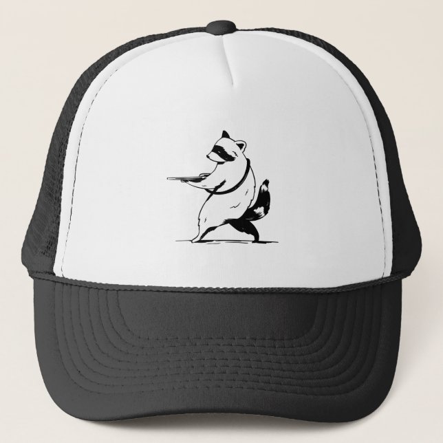 Funny Raccoon Shooter Trucker Hat (Front)