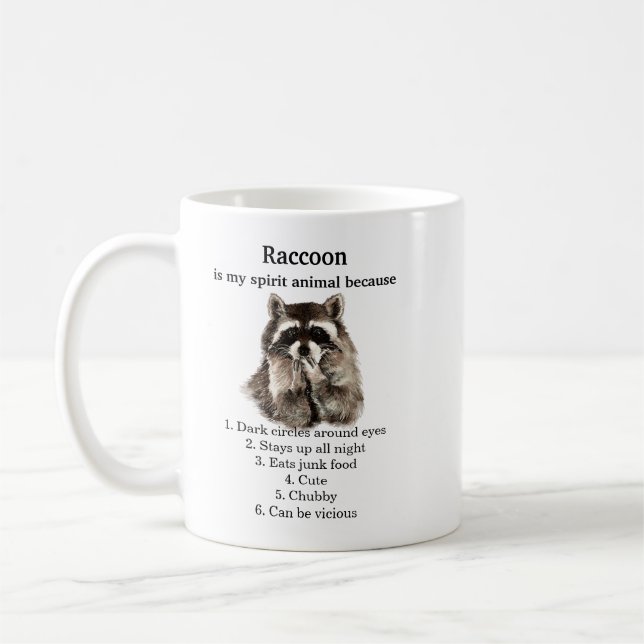 Funny Raccoon Spirit Animal Humor Coffee Mug (Left)