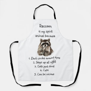 Funny Raccoon Spirit Animal Humor Cute Watercolor Apron