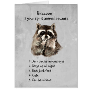 Funny Raccoon Spirit Animal Humor Cute Watercolor Card
