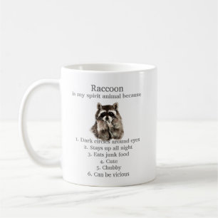 Funny Raccoon Spirit Animal Humor Cute Watercolor Coffee Mug