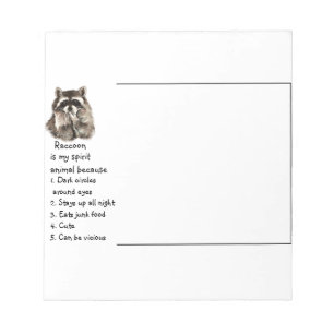 Funny Raccoon Spirit Animal Humor Cute Watercolor Notepad