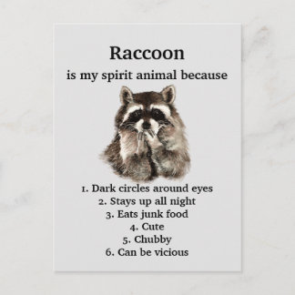 Funny Raccoon Spirit Animal Humor Cute Watercolor Postcard