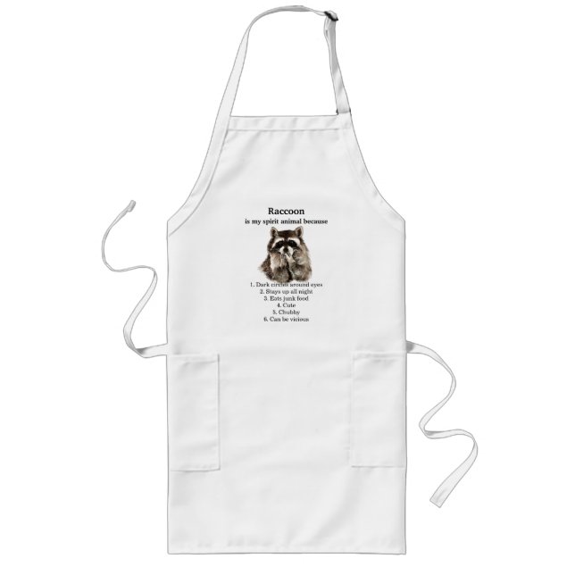 Funny Raccoon Spirit Animal Humor Long Apron (Front)