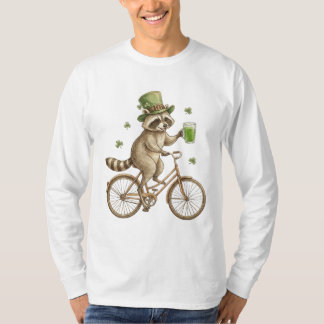 Funny Raccoon, St. Patrick's Day Irish Shamrock T-Shirt