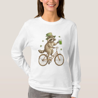 Funny Raccoon, St. Patrick's Day Irish Shamrock T-Shirt