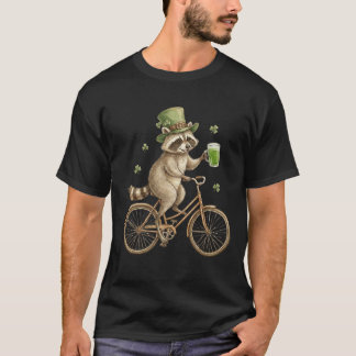 Funny Raccoon, St. Patrick's Day Irish Shamrock T-Shirt