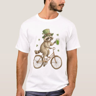 Funny Raccoon, St. Patrick's Day Irish Shamrock T-Shirt