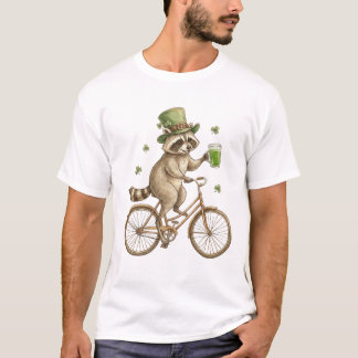 Funny Raccoon, St. Patrick's Day Irish Shamrock T-Shirt