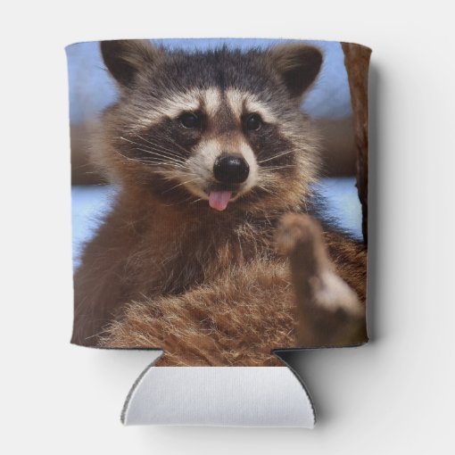 Funny Raccoon Sticking It's Tongue Out Can Cooler Zazzle