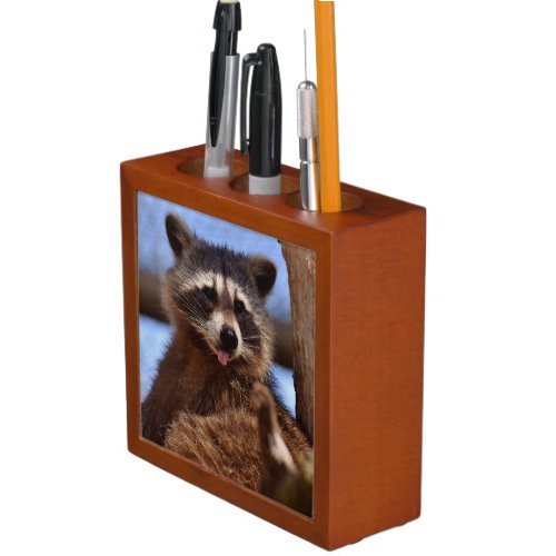 Funny Raccoon Sticking Its Tongue Out PencilPen Holder