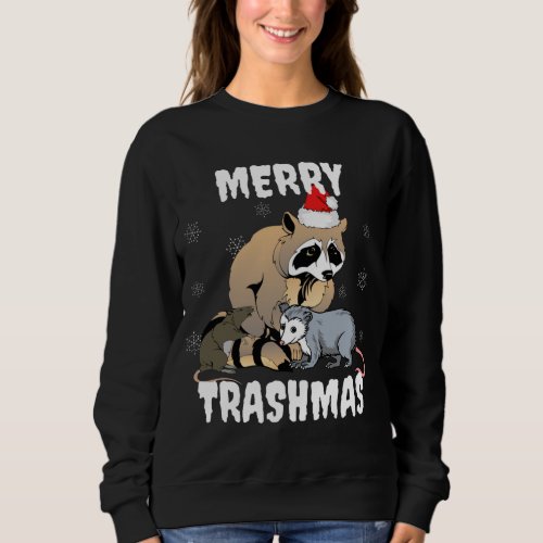 Funny Raccoon Street Animal Merry Trashmas Festive Sweatshirt