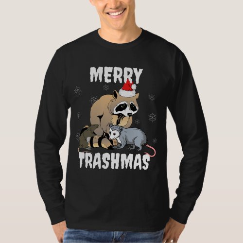 Funny Raccoon Street Animal Merry Trashmas Festive T_Shirt