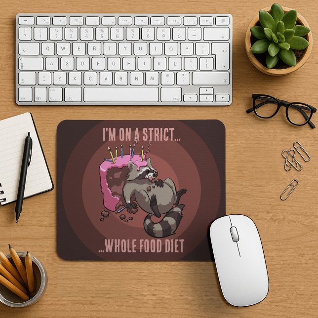 Funny Raccoon Strict Whole Food Diet Cartoon Mouse Pad (Creator Uploaded)