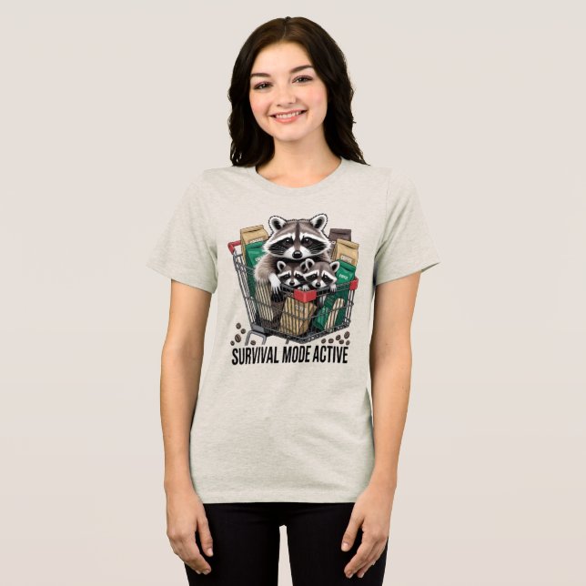 Funny Raccoon Survival Mode Active Coffee Lover Sh Tri-Blend Shirt (Front Full)