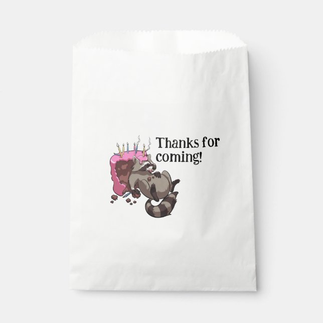 Funny Raccoon Thanks For Coming! Party Cartoon Favor Bag (Front)