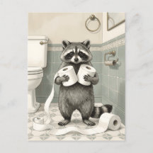 Funny Raccoon Toilet Paper Thief Bathroom Humor