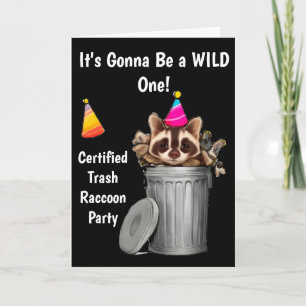 Funny Raccoon Trash Can Birthday Design Invitation