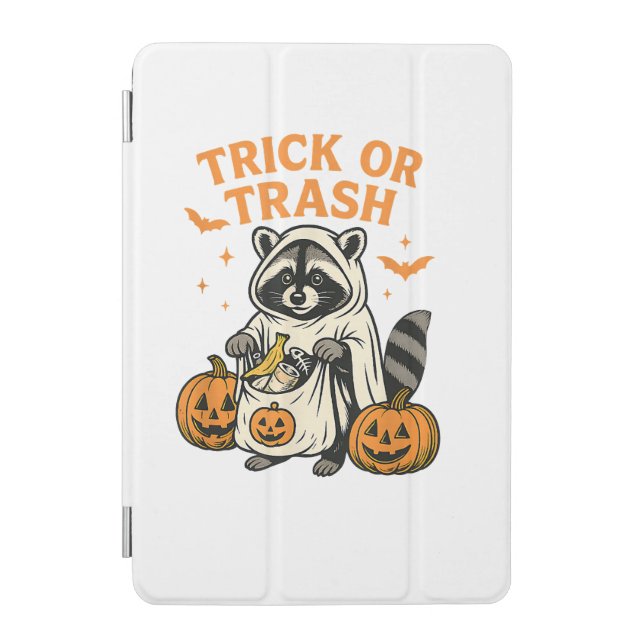 Funny Raccoon Trick or Trash Halloween iPad Mini Cover (Front)