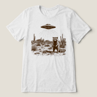 Funny Raccoon UFO Alien Abduction Desert Tri-Blend Shirt