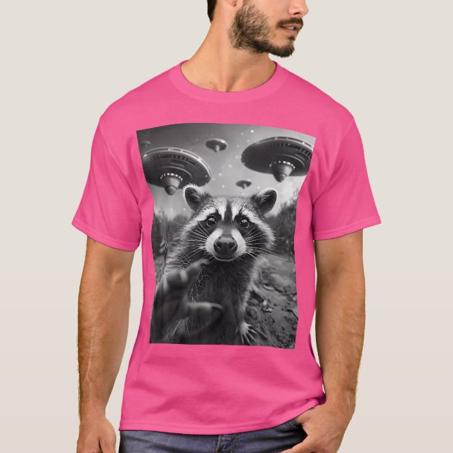 Funny Raccoon Ufo T-Shirt (Front)