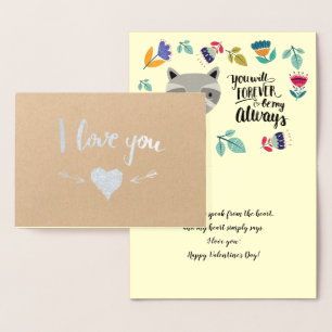 Funny Raccoon Valentine's Day Foil Card
