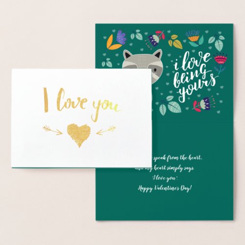 Funny Raccoon Valentines Day Foil Card
