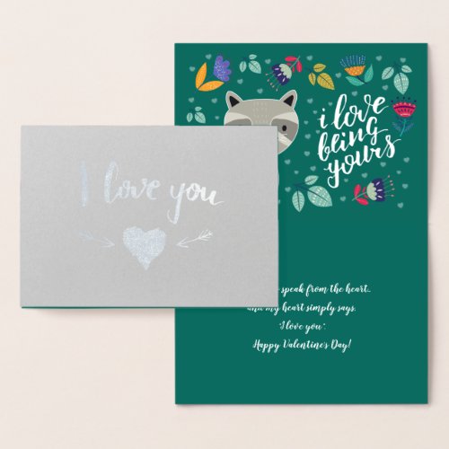 Funny Raccoon Valentines Day  Foil Card