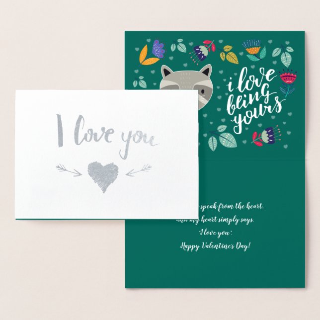Funny Raccoon Valentine's Day  Foil Card (Display)