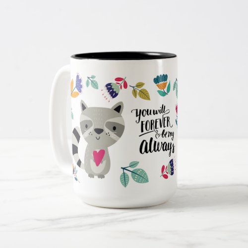 Funny Raccoon Valentines Day Gift Two_Tone Coffee Mug
