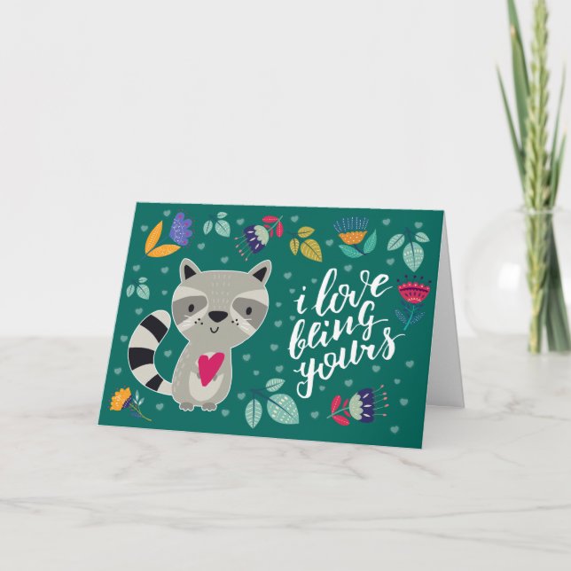 Funny Raccoon Valentine's Day Holiday Card (Front)