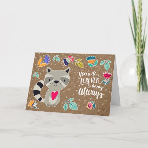 Funny Raccoon Valentines Day Holiday Card