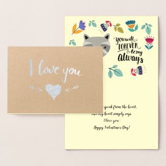 Funny Raccoon Valentine's Day Real Foil Cards